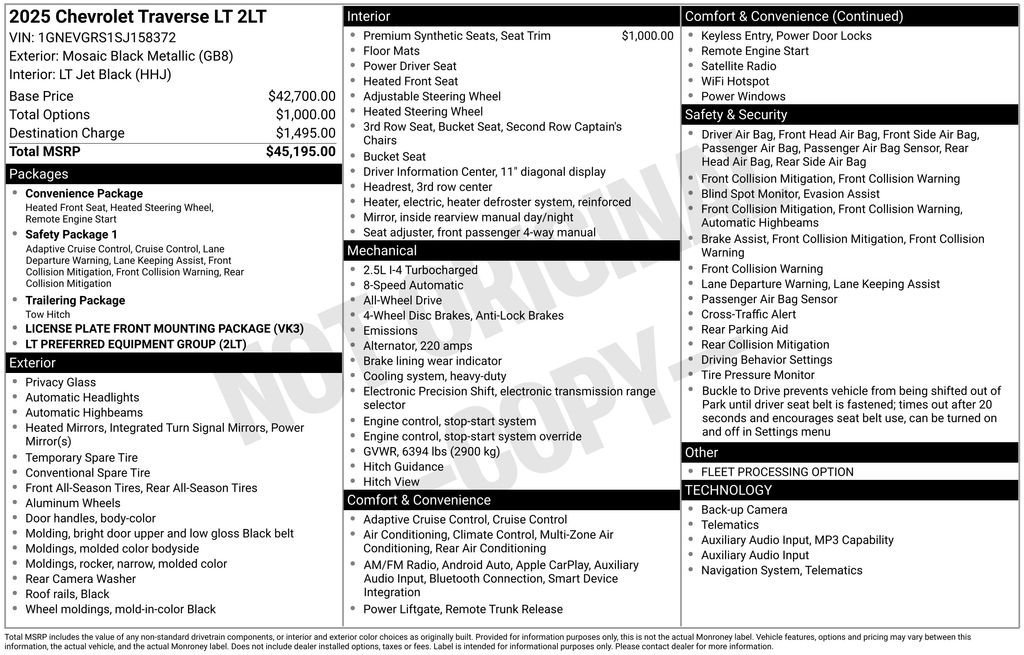 Used 2025 Black Metallic Chevrolet LT image 3