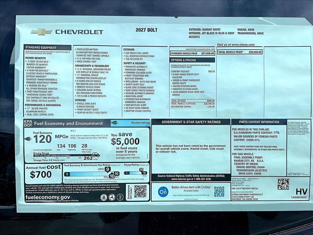 New 2027 Chevrolet Bolt EV LT 4D Sport Utility