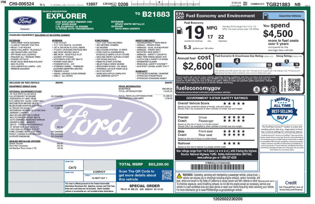 New 2026 White Ford Tremor image 8