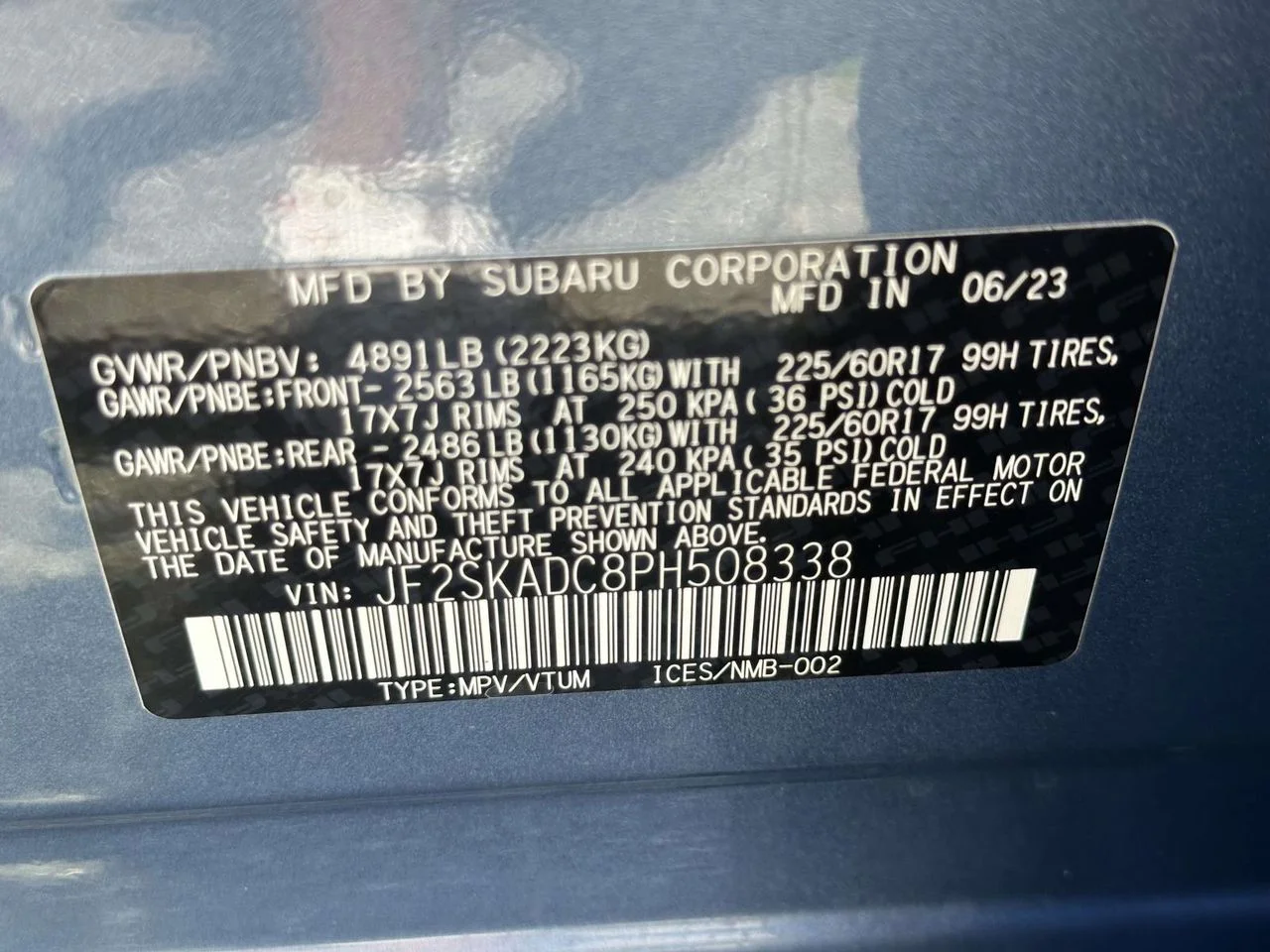 Used 2023 Horizon Blue Pearl Subaru Premium image 36