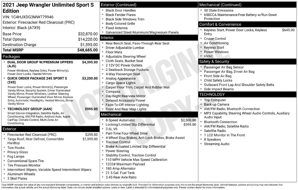 Used 2021 Red Jeep Unlimited Sport S image 35