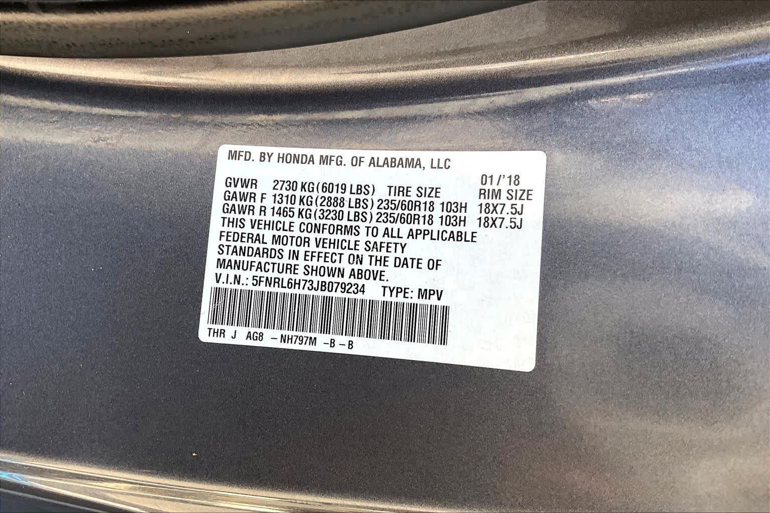 Used 2018 PACIFIC PEWTER METALLIC Honda EX-L image 35