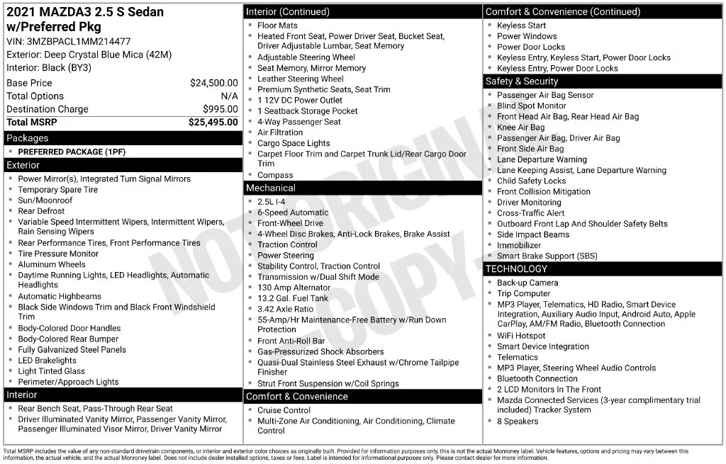 Used 2021 Blue Mazda Preferred image 6