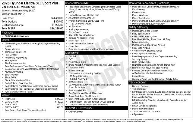 New 2026 Gray Hyundai SEL Sport image 4