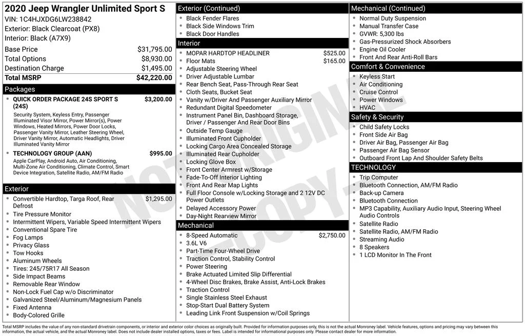 Used 2020 Black Jeep Unlimited Sport S image 20