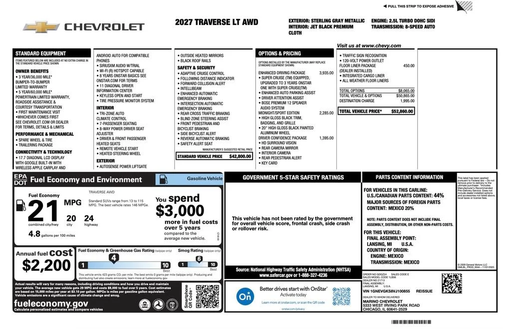 New 2027 Sterling Gray Metallic Chevrolet LT image 2