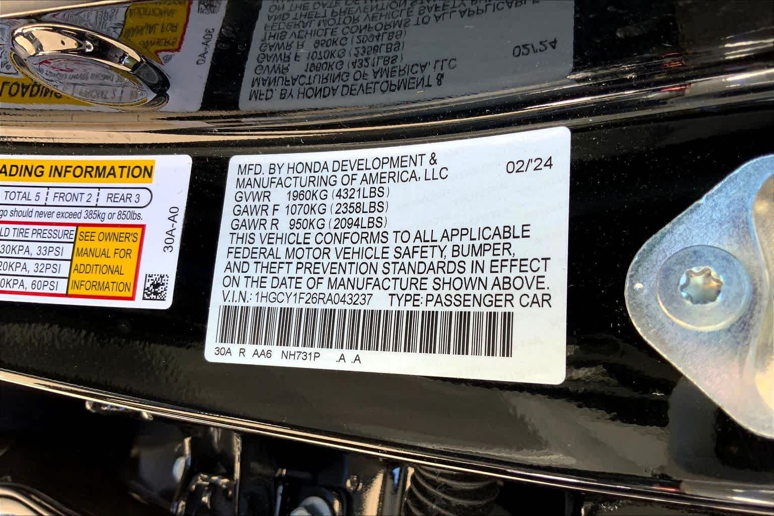 Used 2024 Crystal Black Pearl Honda LX image 34