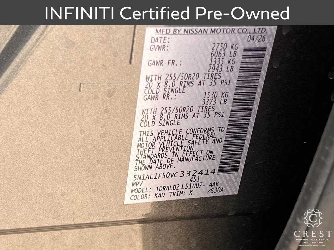 Certified Used 2027 Graphite Shadow INFINITI LUXE image 34