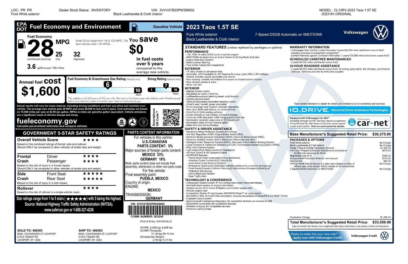 Used 2023 Pure White Volkswagen SE image 45