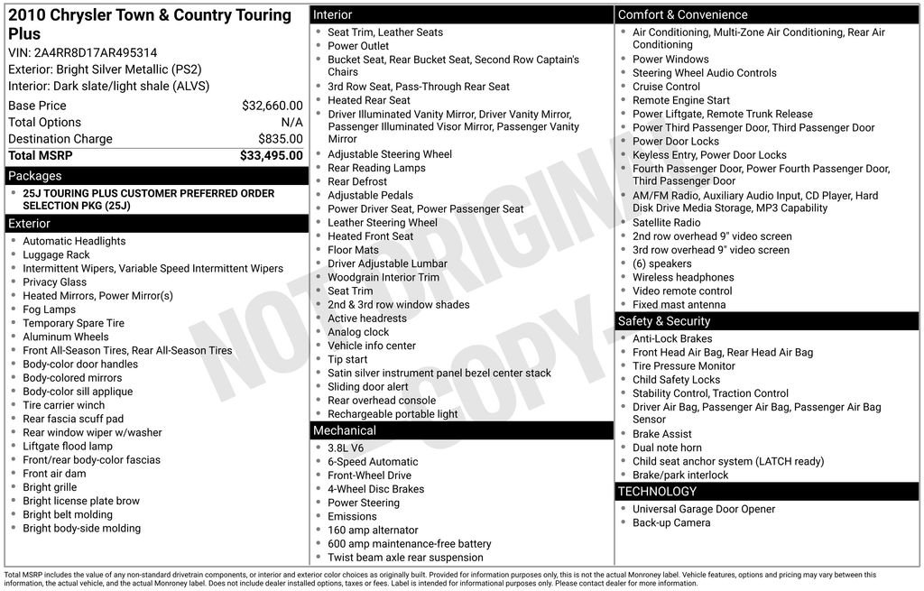 Used 2010 Silver Chrysler Touring Plus image 3
