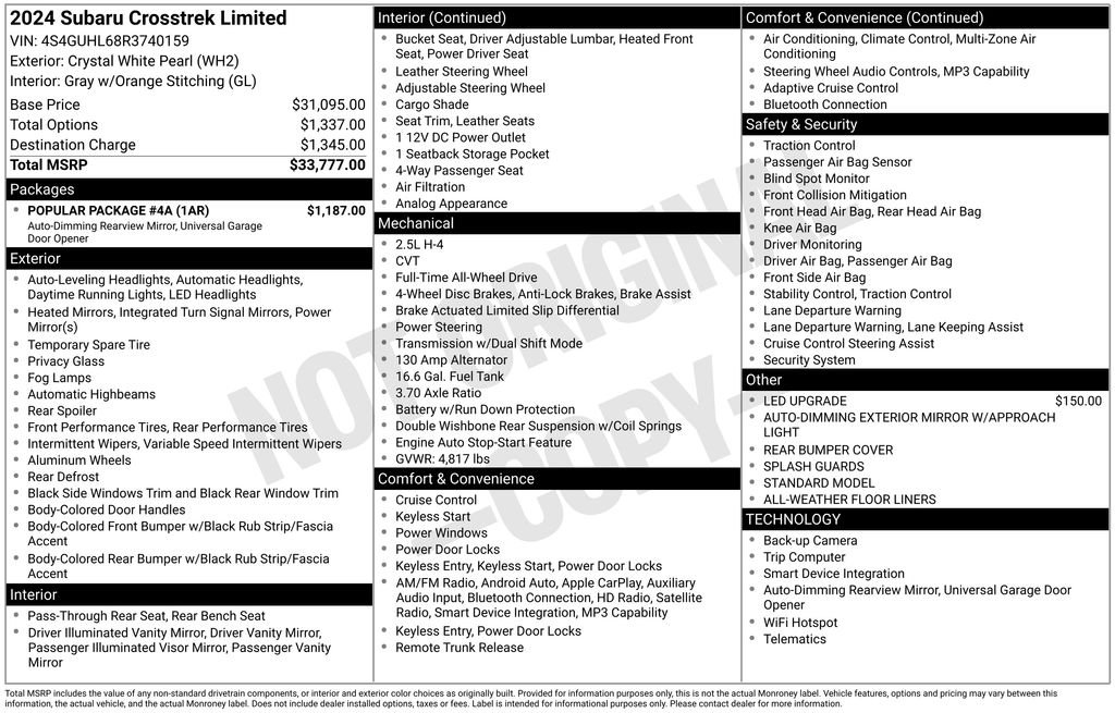 Used 2024 Crystal White Pearl Subaru Limited image 5