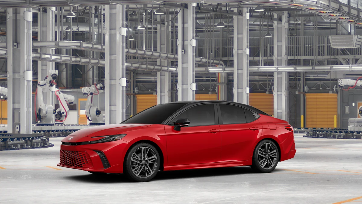 New 2026 Supersonic Red with Midnight Black Metallic roof Toyota XSE image 2