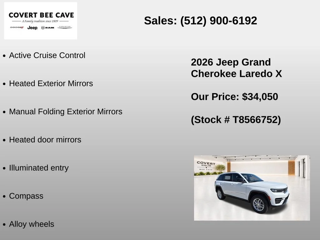 New 2026 Bright White Clear-Coat Exterior Paint Jeep Laredo X image 13
