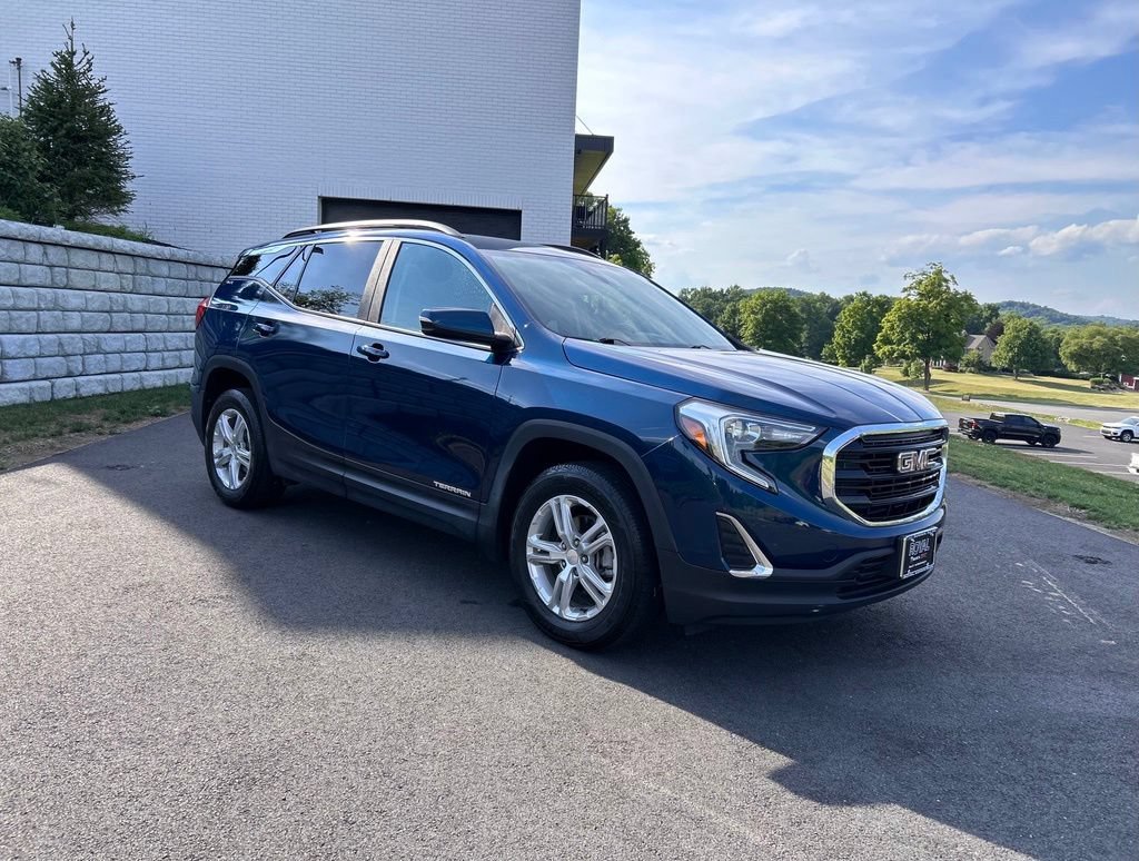 Certified Used 2021 BLUE EMERALD METALLIC GMC SLE image 1