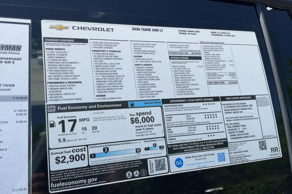 New 2026 Chevrolet Tahoe LT 4D Sport Utility