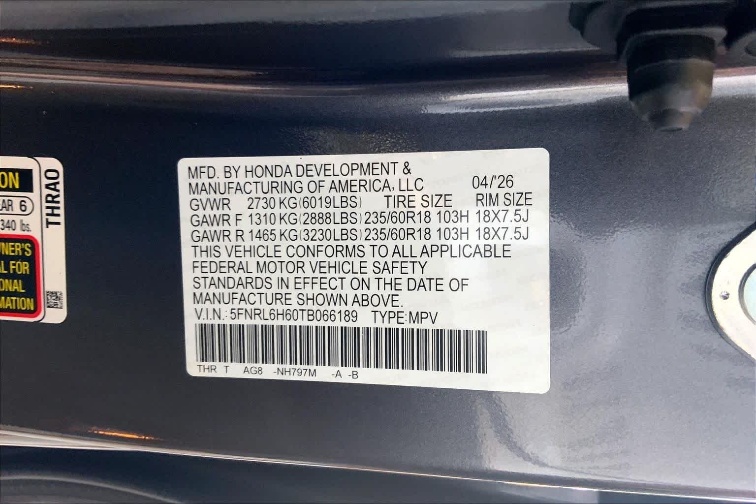 New 2026 Modern Steel Metallic Honda EX-L image 19