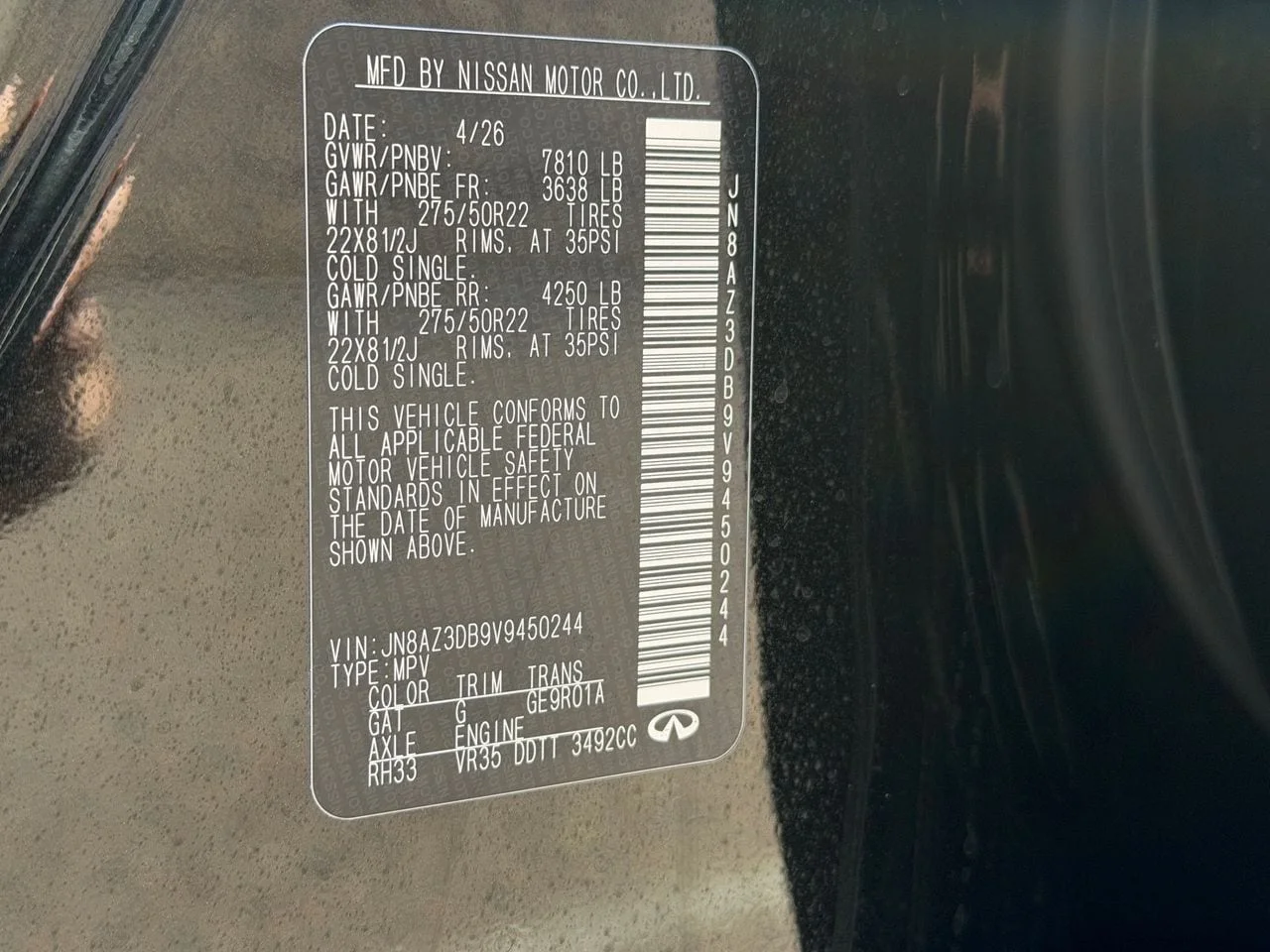 New 2027 MINERAL BLACK INFINITI Sport 4WD image 28