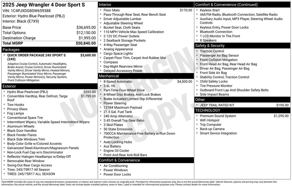 New 2025 Hydro Blue Pearl-Coat Exterior Paint Jeep Sport S image 6