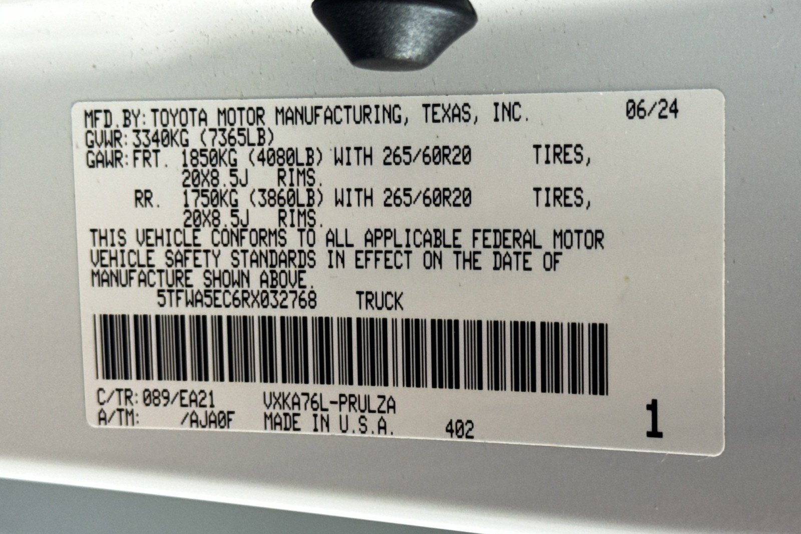 Used 2024 WHITE Toyota Limited CrewMax 6.5