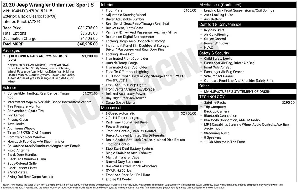 Used 2020 Black Jeep Unlimited Sport S image 12