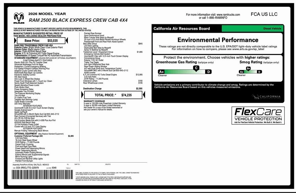 New 2026 Bright White Clear-Coat Exterior Paint RAM Tradesman image 2