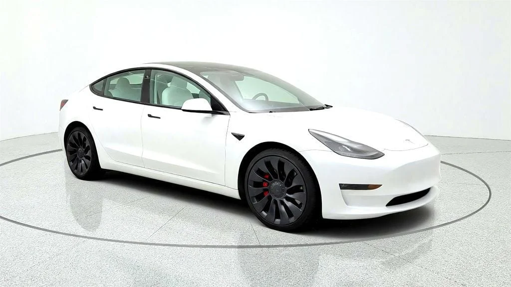 Used 2023 Pearl White Multi-Coat Tesla Performance AWD w/ White & Black Premium Interior image 3