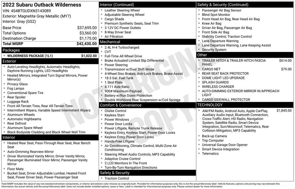 Used 2022 Magnetite Gray Metallic Subaru Wilderness image 45