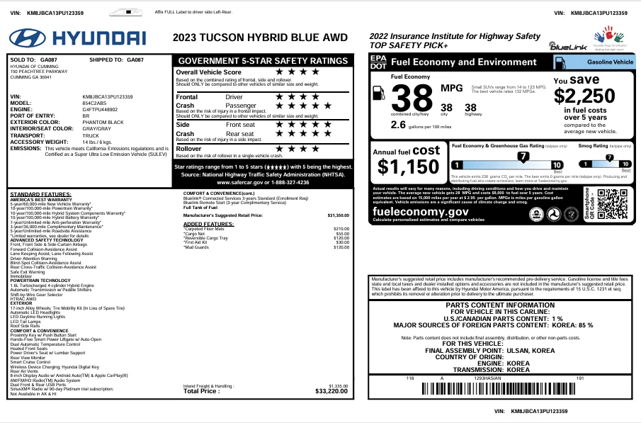 Used 2023 Black Hyundai Blue image 9