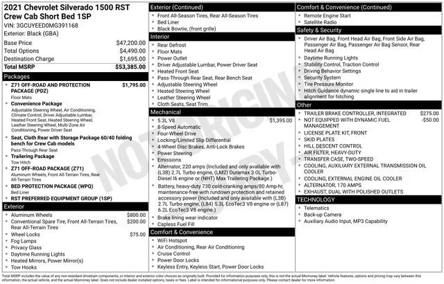 Used 2021 BLACK Chevrolet RST image 5