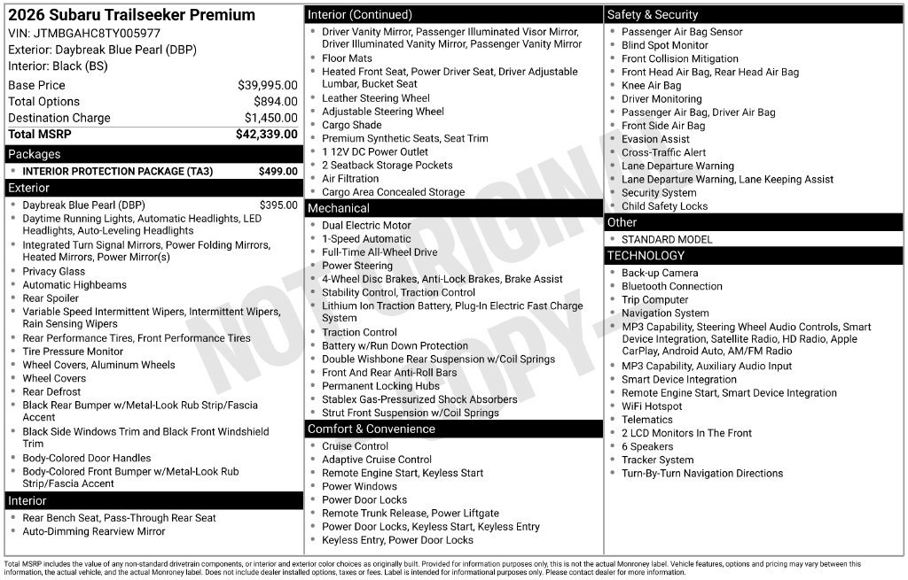 New 2026 DAYBREAK BLUE PEARL Subaru Premium image 3