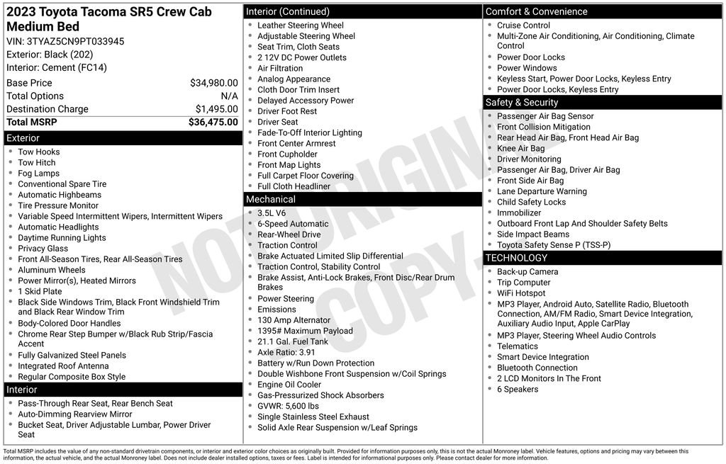 Used 2023 Black Toyota SR5 image 2