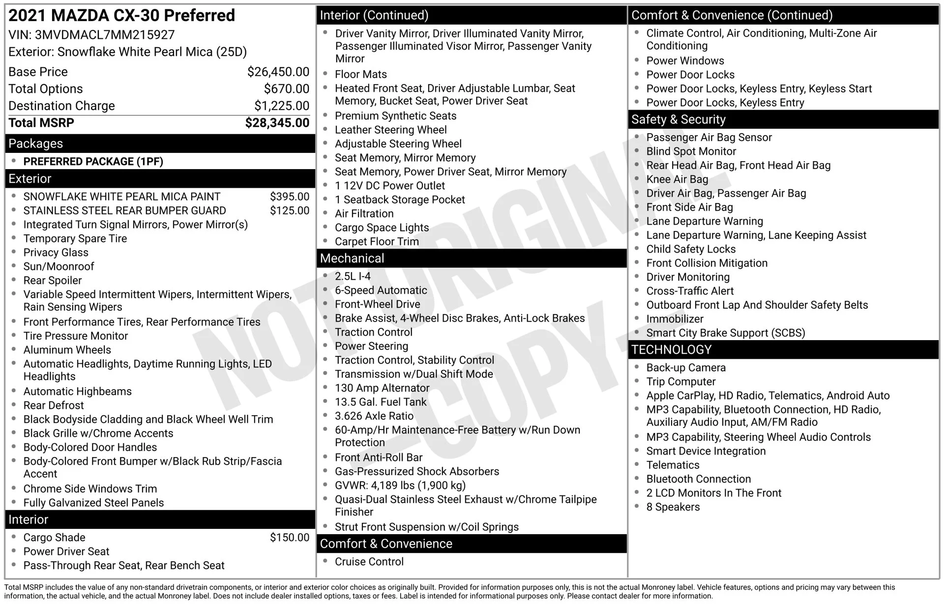 Used 2021 White Mazda Preferred image 2