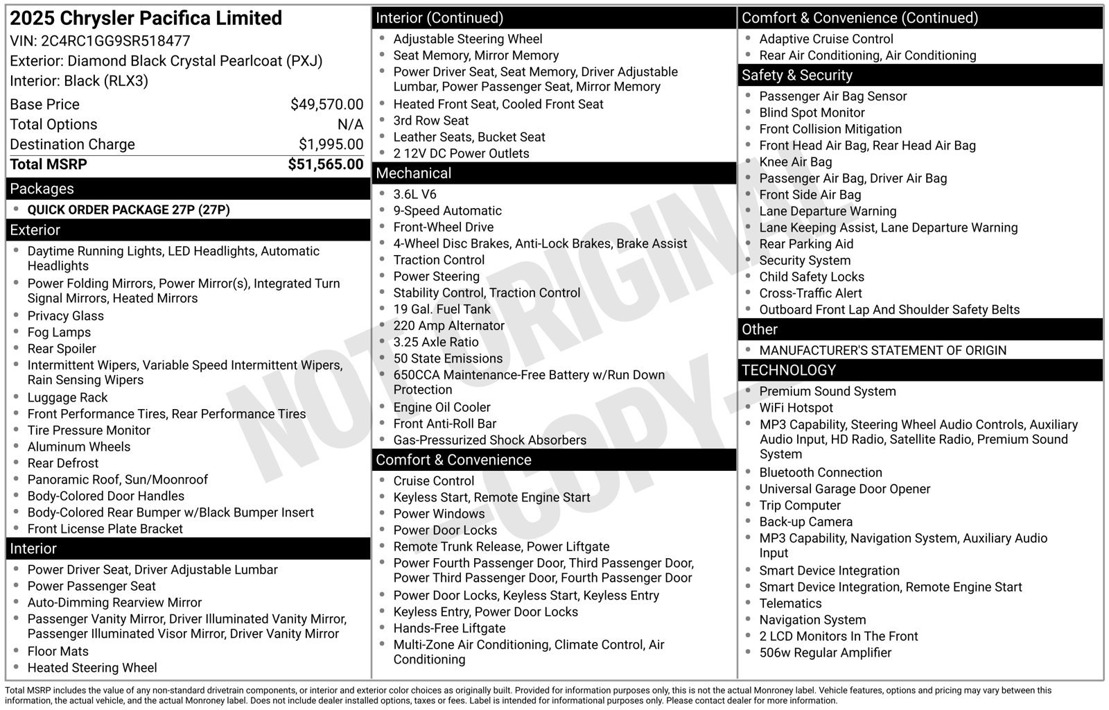 Used 2025 Diamond Black Chrysler Limited image 5
