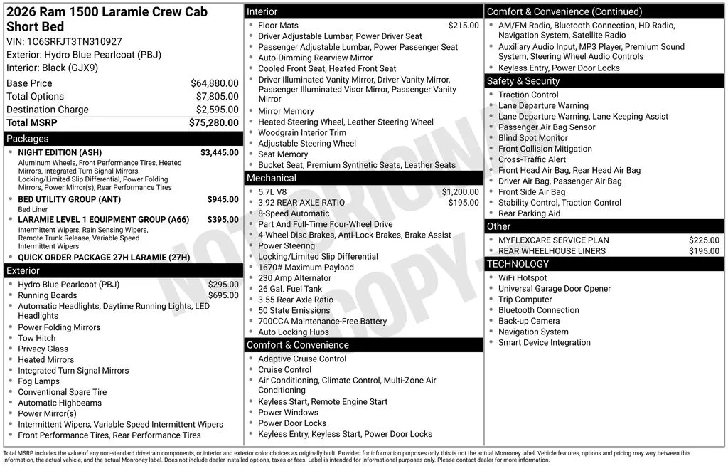 New 2026 Hydro Blue Pearl-Coat Exterior Paint RAM Laramie image 7