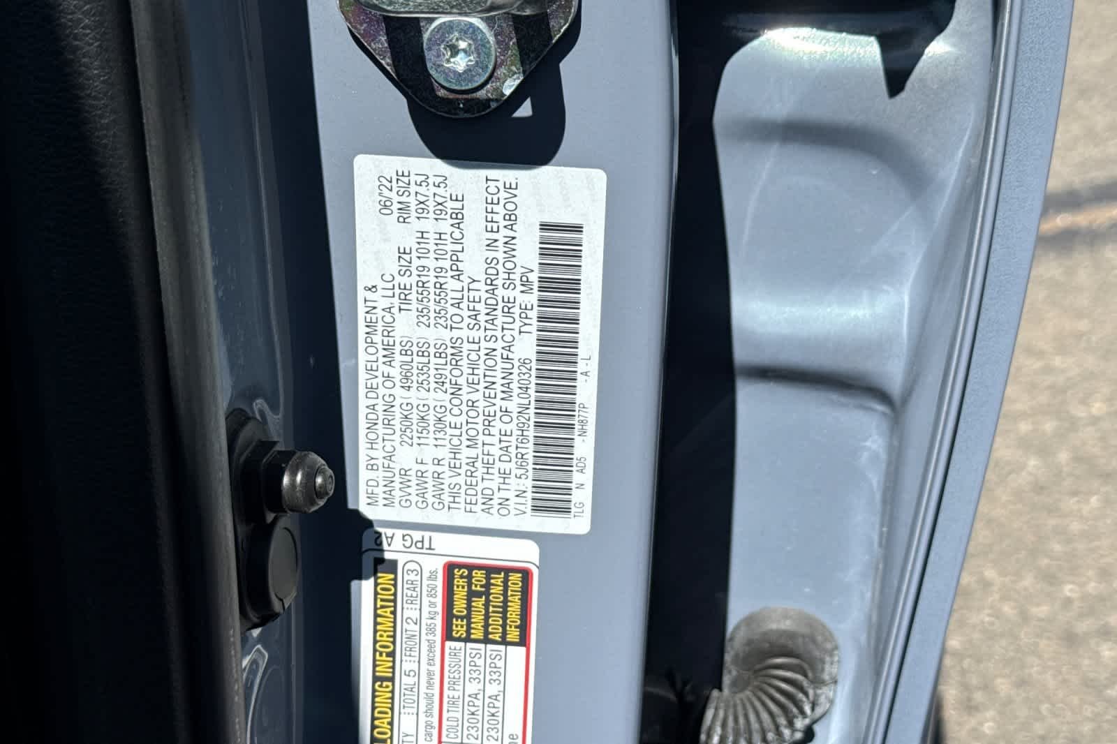 Used 2022 Sonic Gray Pearl Honda Touring image 34