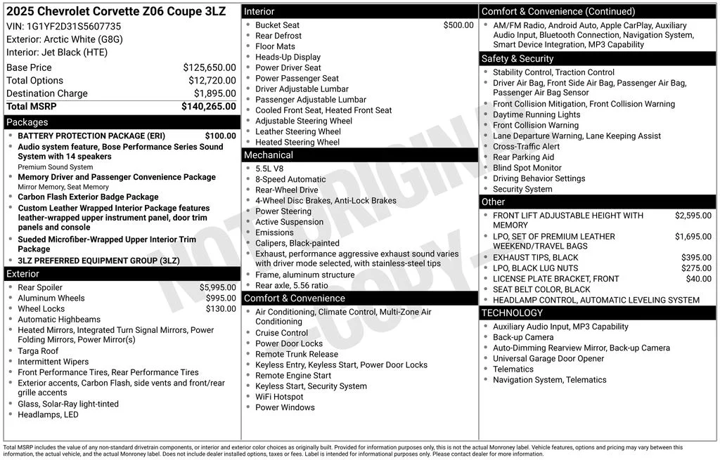 Used 2025 White Chevrolet Z06 image 8
