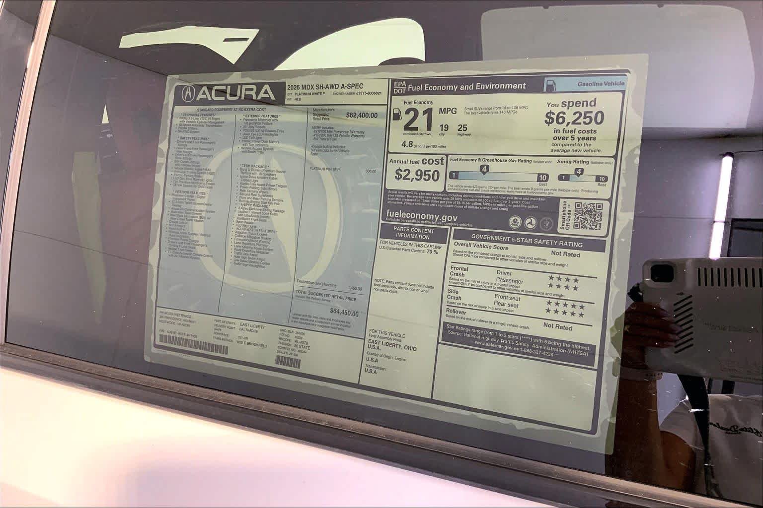 New 2026 Platinum White Pearl Acura With A-Spec Package image 19