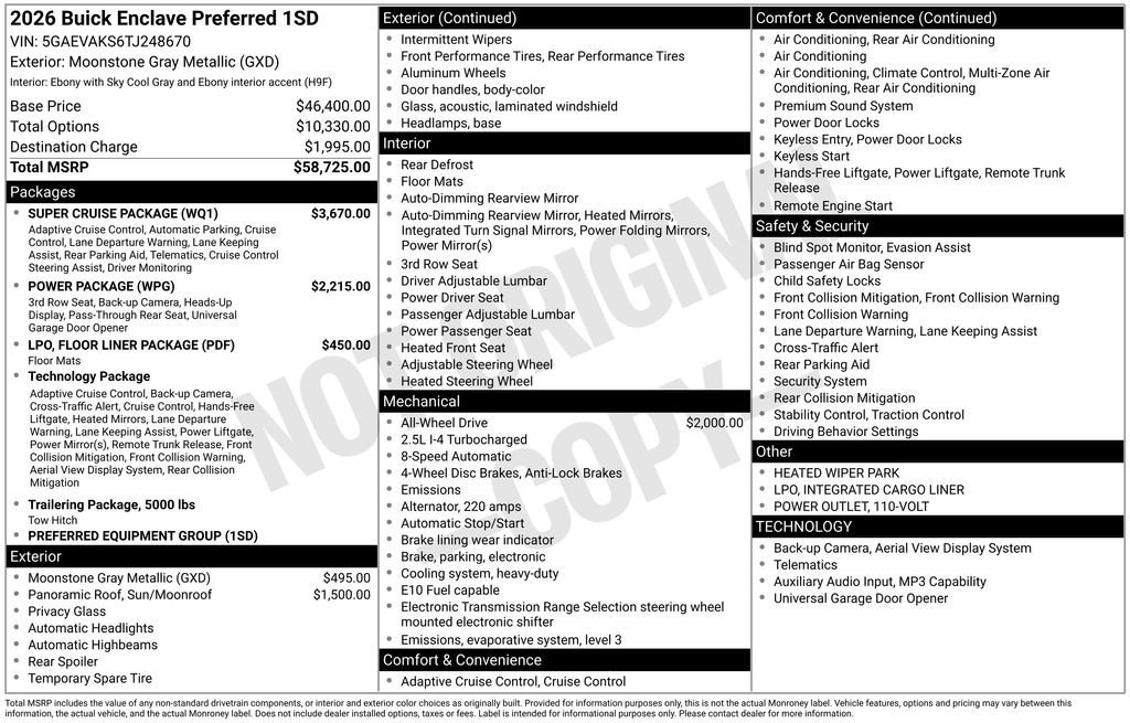 New 2026 Moonstone Gray Metallic Buick Preferred image 32