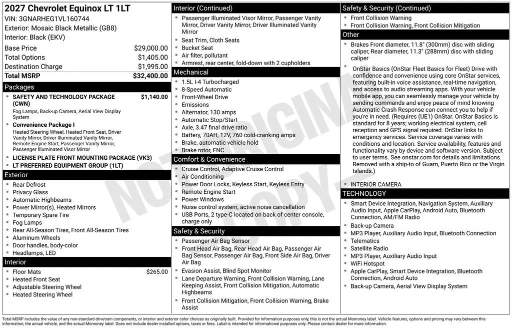 New 2027 Mosaic Black Metallic Chevrolet LT image 8
