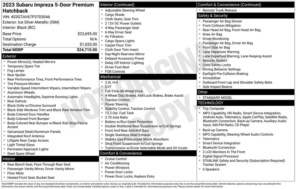 Used 2023 Silver Subaru Premium image 17