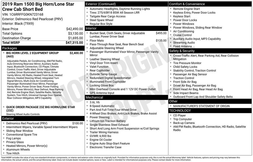2019 RAM Ram 1500 Pickup Big Horn/Lone Star - Photo 6