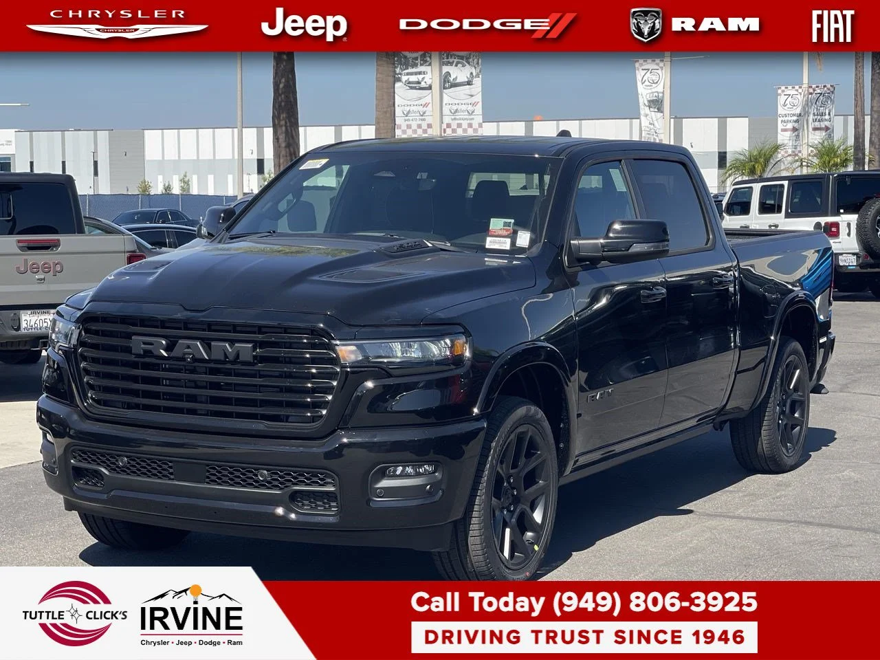 New 2027 Diamond Black Crystal Pearl-Coat Exterior Paint RAM Laramie image 9