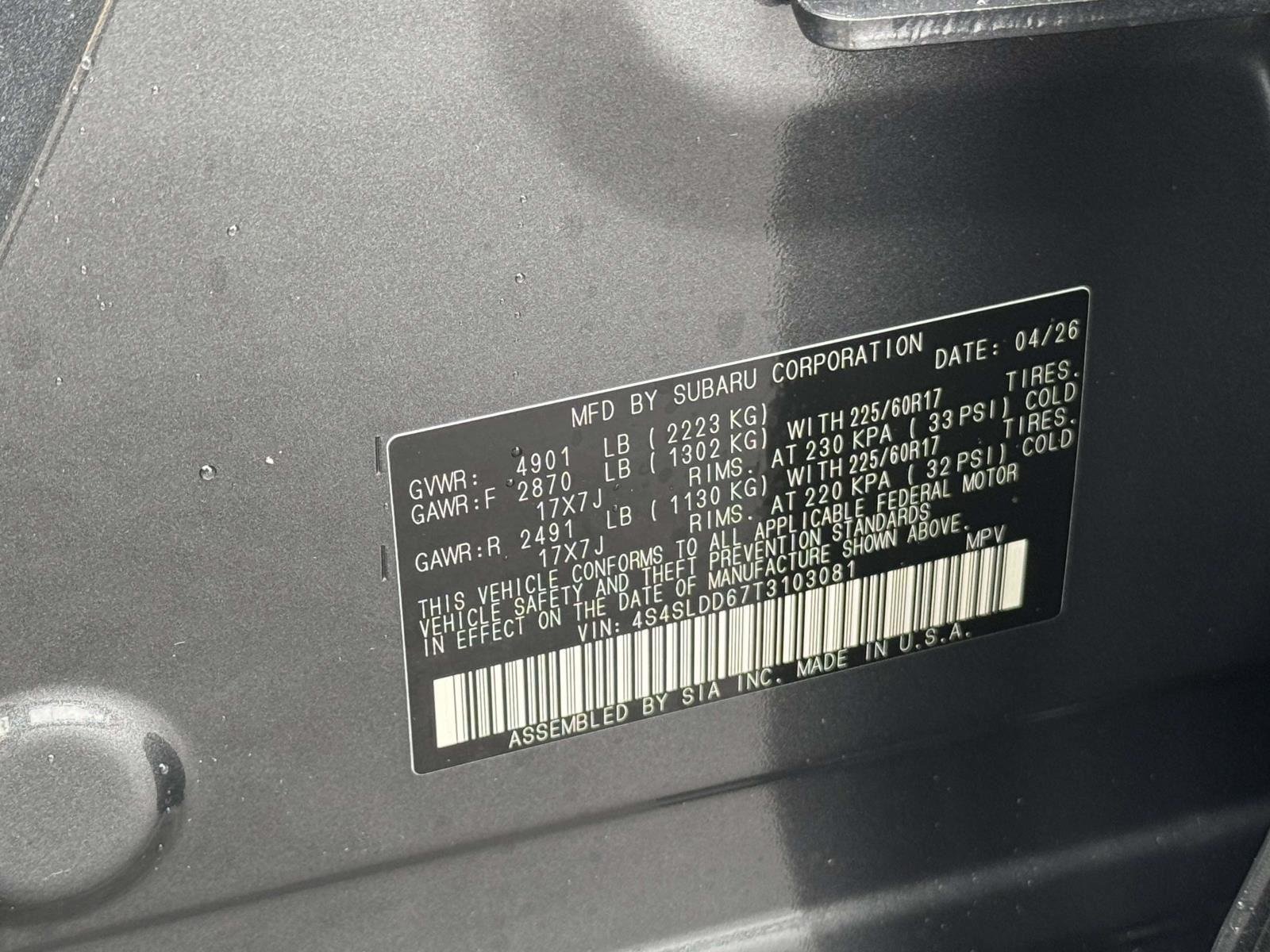 New 2026 MAGNETITE GRAY METALLIC Subaru Premium image 18