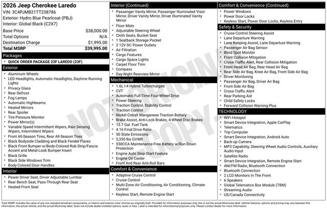 New 2026 Hydro Blue Pearlcoat Jeep Laredo image 5