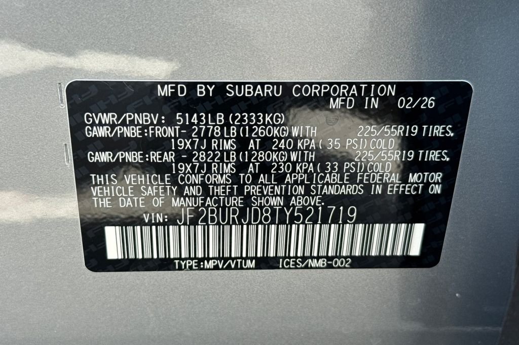 New 2026 ICE SILVER METALLIC Subaru Touring XT image 37