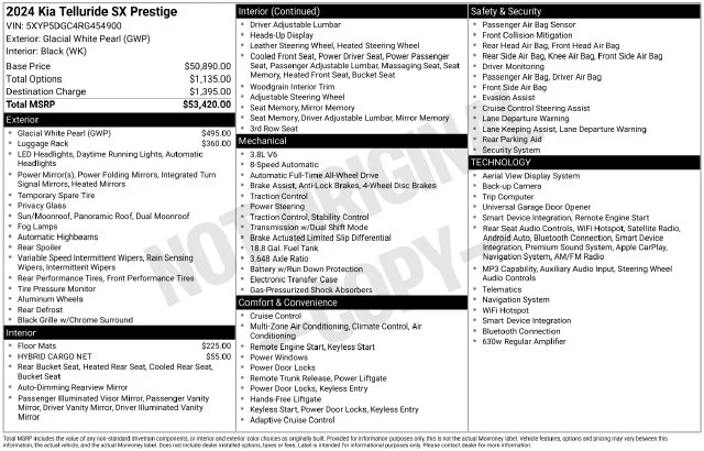 Used 2024 White Kia SX-Prestige image 3
