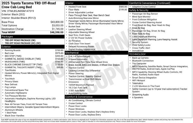 Used 2025 Black Toyota TRD Off-Road image 9