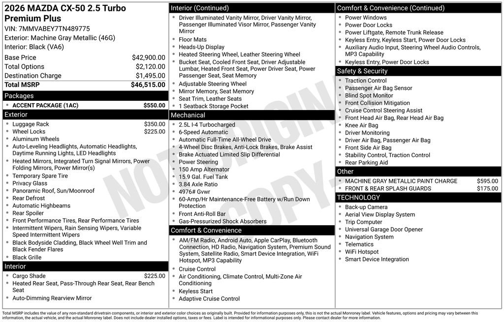 New 2026 Machine Gray Metallic Mazda 2.5 Turbo Premium Plus AWD image 25