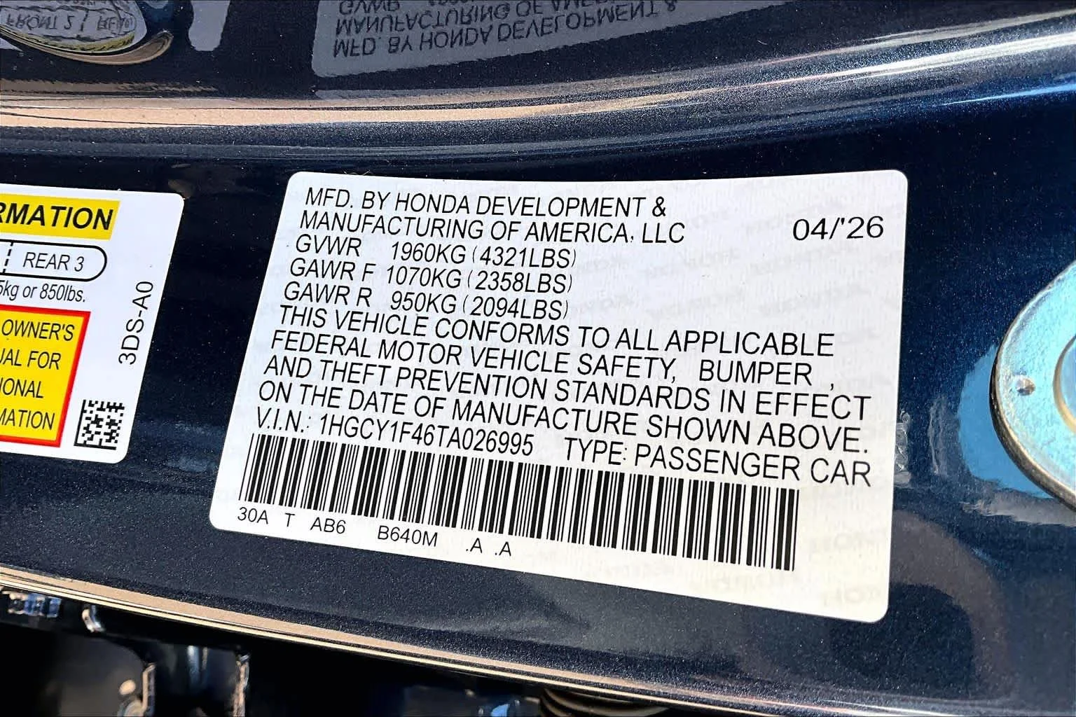 New 2026 Canyon River Blue Metallic Honda SE image 18