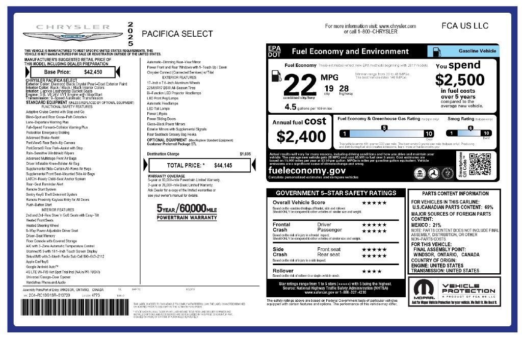 Certified Used 2025 Black Chrysler Select image 3